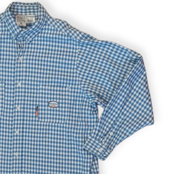 Rasco FR Mens Flame Resistant Long Sleeve Shirt Blue Checkered Button-Up Size XL - Picture 6 of 6